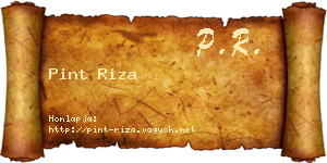 Pint Riza névjegykártya